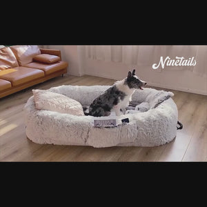 
            
                Load and play video in Gallery viewer, Ninetails Human Dog Bed - Light Grey
            
        