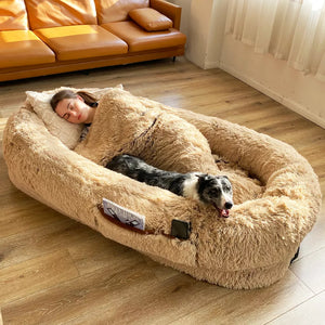 
            
                Load image into Gallery viewer, Ninetails Human Dog Bed - Light Grey
            
        