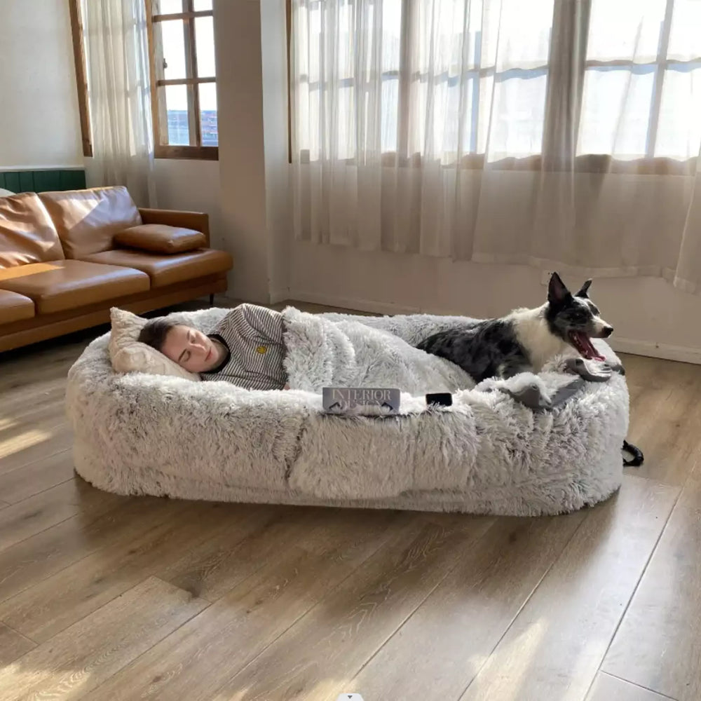 
            
                Load image into Gallery viewer, Ninetails Human Dog Bed - Khaki
            
        